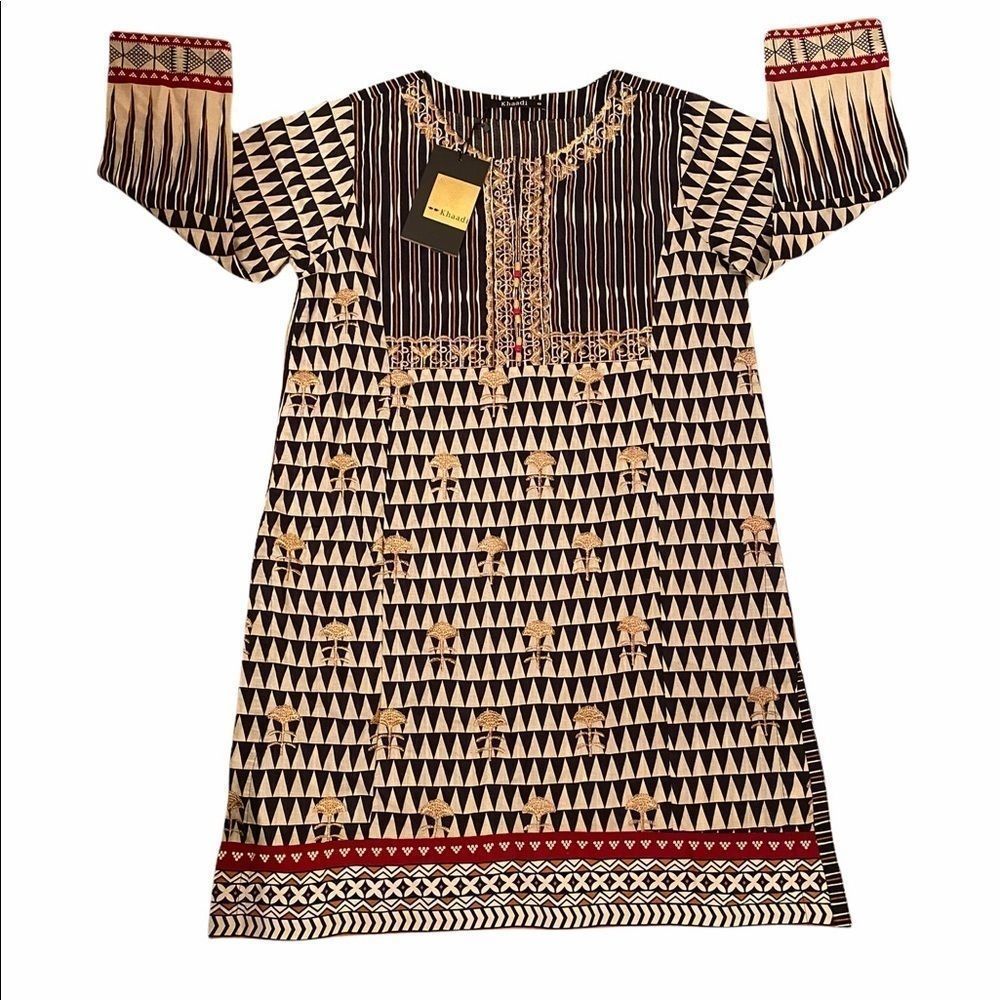 NWT Khaadi Top Women’s Size 10 Embroidered African Tribes Kurta Tunic